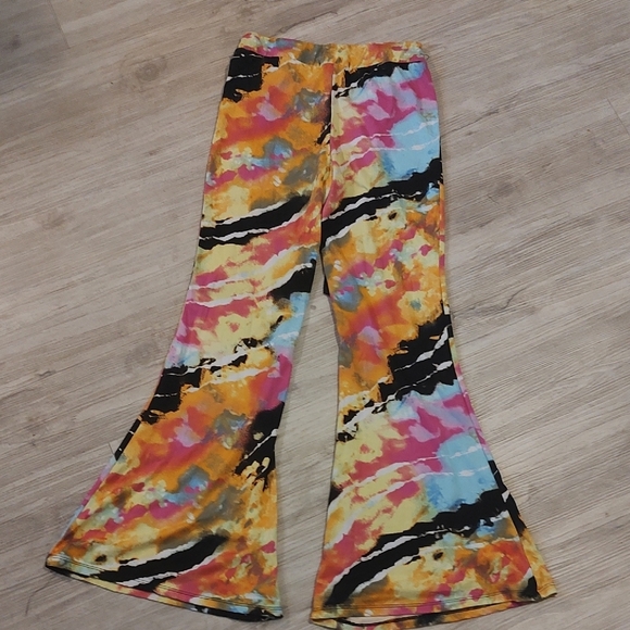 Eye Candy Multicolor Abstract Flared Pants Large - Picture 3 of 3